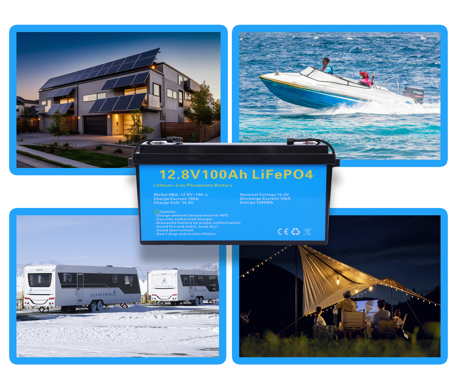EU Stock Deep Cycle 12V 24V 50Ah 100Ah 200Ah LiFePO4 Lithium Ion Solar Energy Battery Storage Systems With BMS